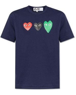 COMME DES GARÇONS PLAY Heart Printed Crewneck T-Shirt - Blue