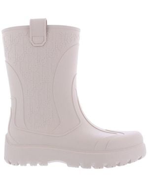 Dior Logo Debossed Rain Boots - Natural