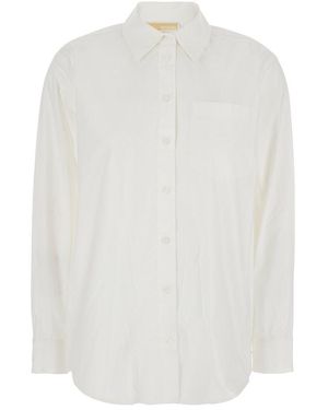 MICHAEL Michael Kors Shirt With Button Down Collar And Logo Plaque On The Rear - White