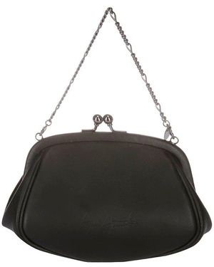 discord Yohji Yamamoto Logo Embossed Clasp Shoulder Bag - Black