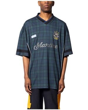 Martine Rose Logo Printed Drop Shoulder Football T-Shirt - Blue