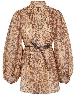 Zimmermann Cascadian Leopard Print Tunic - Natural