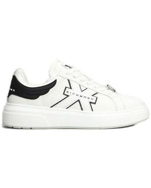 John Richmond Logo Embossed Lace-Up Trainers - White
