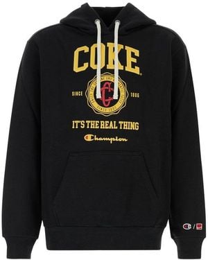 Champion Long Sleeves Printed Hoodie - Black