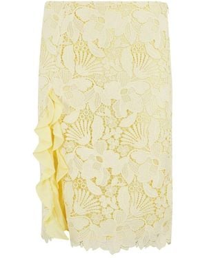 Des Phemmes Lace Ruffle Skirt - Yellow