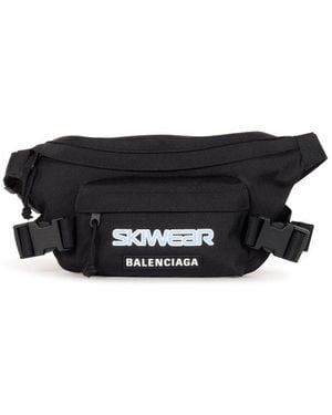 Balenciaga Logo Printed Ski Belt Bag - Black