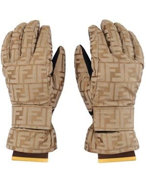 Fendi Monogrammed Paneled Gloves - White