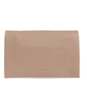 AllSaints Logo Embossed Foldover Wallet - Natural