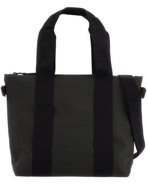 Rains Logo Detailed Zipped Micro Tote Bag - Black