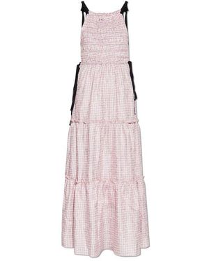 Ganni Checked Maxi Dress - Pink