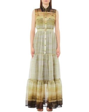 Liu Jo Printed Chiffon Shirt Dress - Metallic