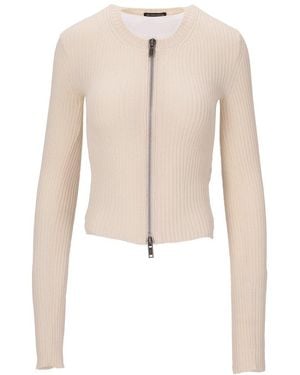 Ann Demeulemeester Terna Cropped Zip-Up Cardigan - White
