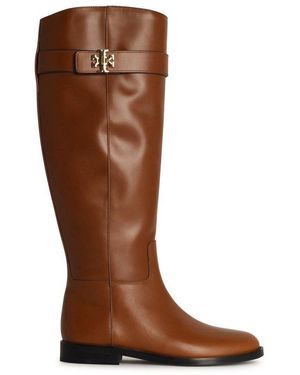 Tory Burch T Lock Leather Boots - Brown