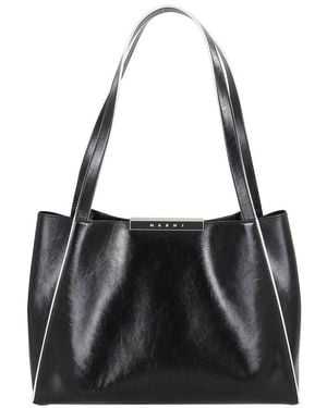 Marni Logo Plaque Tote Bag - Black