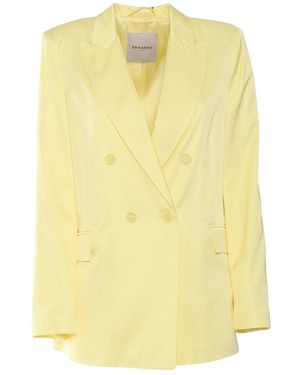 ERMANNO FIRENZE Double-Breasted Satin Blazer - Yellow