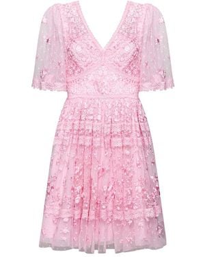 Needle & Thread Floral Lace Dress - Pink