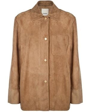 Max Mara Buttoned Leather Jacket - Brown