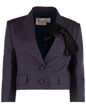 Valentino Plusdepois-Printed Bow Detailed Jacket - Blue