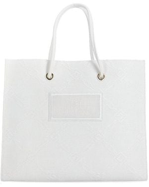 Elisabetta Franchi Logo Patch Tote Bag - White