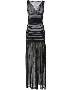 Norma Kamali Sheer V-Neck Dress - Black