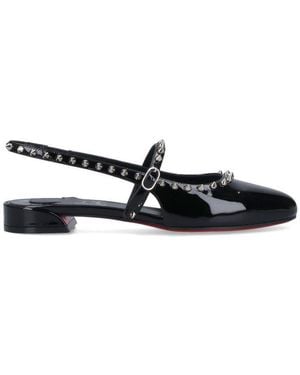 Christian Louboutin 10Mm Sweet Janispikes Mary Jane Flats - Black