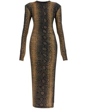 Norma Kamali Snake Print Long-Sleeve Dress - Multicolour