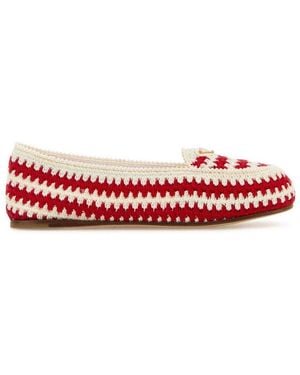 Prada Embroidered Crochet Loafers