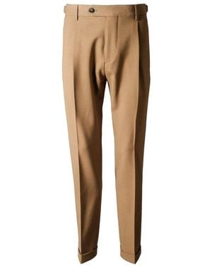 Berwich Retro Pleated Trousers - Natural