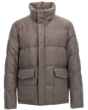 Yves Salomon Zip-Up Hooded Jacket - Brown