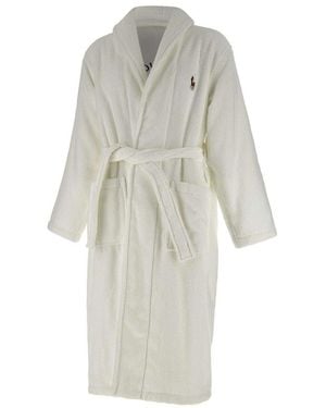 Polo Ralph Lauren Pony Embroidered Tied Waist Robe - White