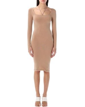 ANDREADAMO Sculpting Jersey Midi Dress - Natural