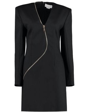 Genny Wool Blend Zipper Dress - Black