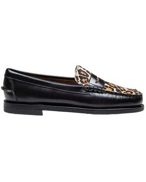 Sebago Leopard-Printed Slip-On Loafers - Black