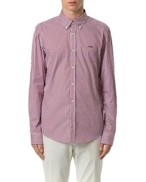 BOSS Pinstriped Curved Hem Shirt - Purple