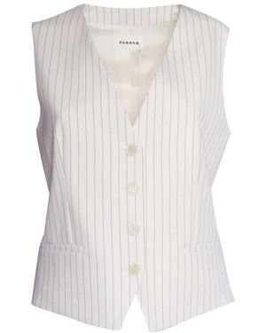 P.A.R.O.S.H. Striped V-Neck Button-Up Vest - White