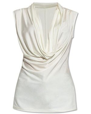 Helmut Lang Top With Draped Neckline, ' - White