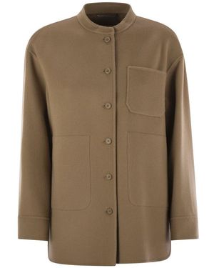 Max Mara Crewneck Button-Up Coat - Brown