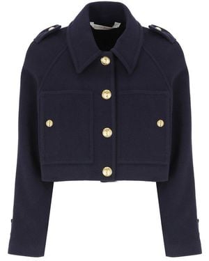 Palm Angels Single-Breasted Cropped Coat - Blue