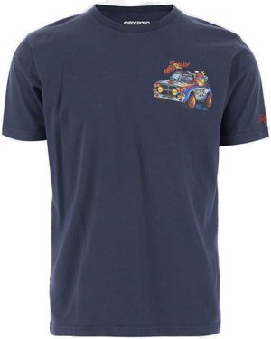 Mc2 Saint Barth Cotton T Shirt With Crypto Paperally - Blue