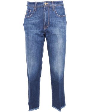 Jacob Cohen Fringed Cropped Jeans - Blue