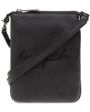 discord Yohji Yamamoto Logo Embroidered Zipped Shoulder Bag - Black