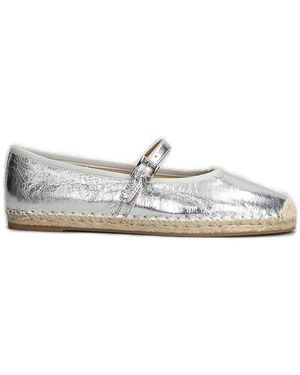 Michael Kors Lynn Metallic Leather Ballet Espadrilles - White