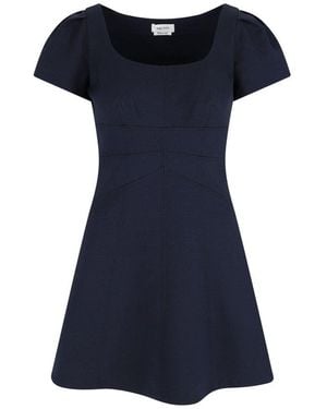McQueen Square-Neck Mini Dress - Blue