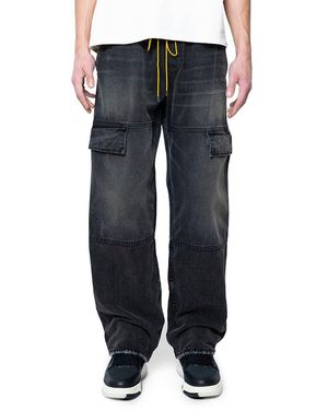 Rhude Plateau Wide Leg Cargo Jeans - Blue