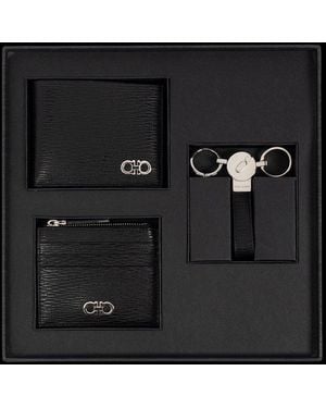 Ferragamo Wallet Card Holder And Keyring Set - Black
