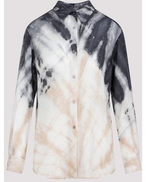Gabriela Hearst Cashmere Silk Wool Blend Shirt - Blue