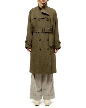 Aspesi Shetland-Wool Trench Coat - Green