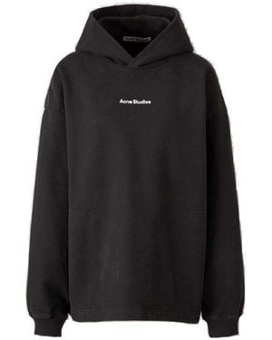 Acne Studios Logo Embroidered Long-Sleeved Hoodie - Black