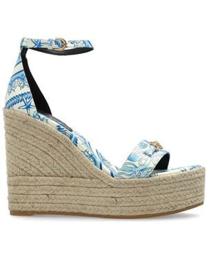Versace Round-Toe Wedged Sandals - Multicolour