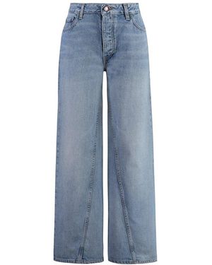 Ganni Midnight Checked Patch Jeans in Blue | Lyst
